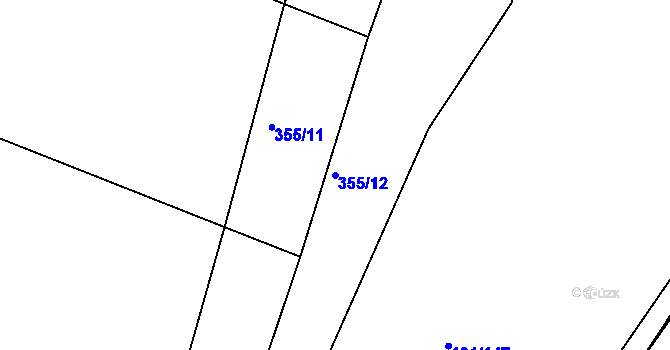Parcela st. 355/12 v KÚ Horní Studenec, Katastrální mapa