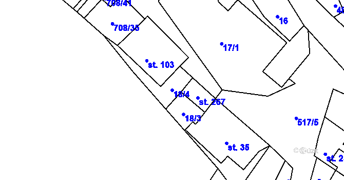 Parcela st. 18/4 v KÚ Horní Studenec, Katastrální mapa
