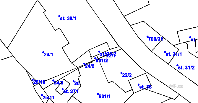 Parcela st. 39/2 v KÚ Horní Studenec, Katastrální mapa