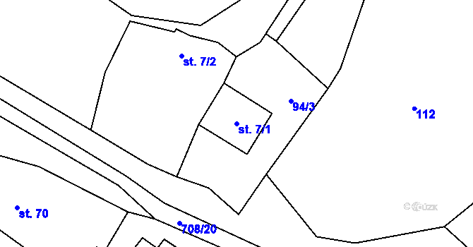 Parcela st. 7/1 v KÚ Horní Studenec, Katastrální mapa