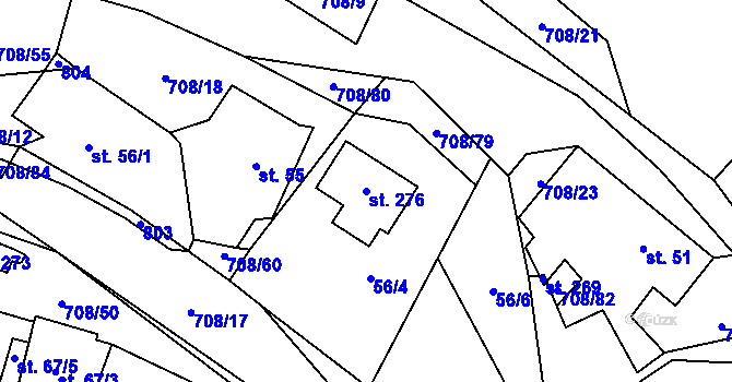 Parcela st. 276 v KÚ Horní Studenec, Katastrální mapa