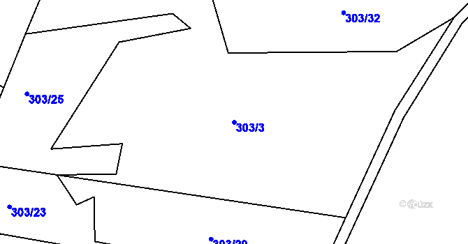 Parcela st. 303/3 v KÚ Nový Studenec, Katastrální mapa