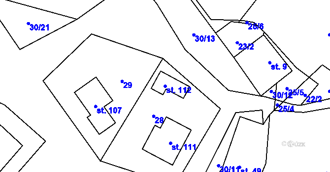 Parcela st. 112 v KÚ Podmoklany, Katastrální mapa