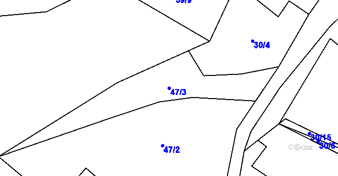 Parcela st. 47/3 v KÚ Podmoklany, Katastrální mapa