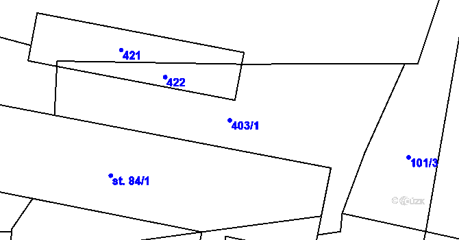 Parcela st. 403/1 v KÚ Podmoklany, Katastrální mapa