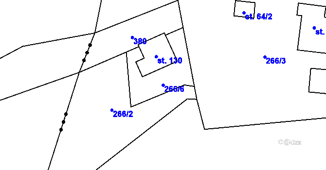Parcela st. 266/6 v KÚ Podmoklany, Katastrální mapa