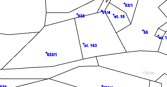 Parcela st. 163 v KÚ Horní Studénky, Katastrální mapa