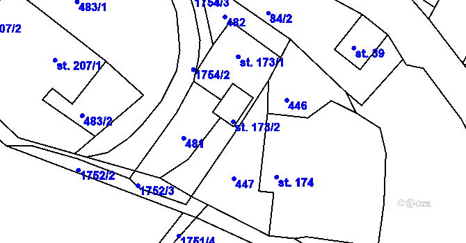 Parcela st. 173/2 v KÚ Horní Studénky, Katastrální mapa