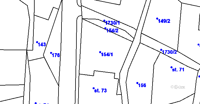 Parcela st. 154 v KÚ Horní Studénky, Katastrální mapa