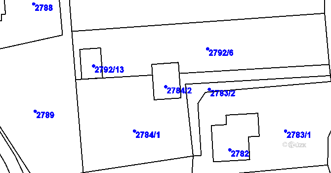 Parcela st. 2784/2 v KÚ Horní Suchá, Katastrální mapa