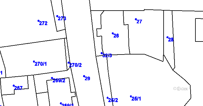 Parcela st. 32/3 v KÚ Horní Suchá, Katastrální mapa