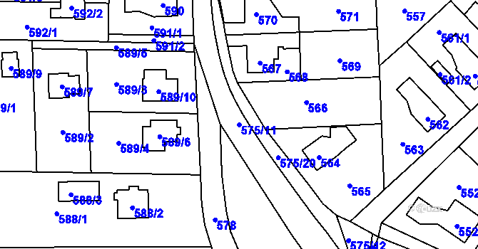 Parcela st. 575/11 v KÚ Horní Suchá, Katastrální mapa