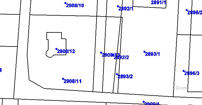 Parcela st. 2908/13 v KÚ Horní Suchá, Katastrální mapa