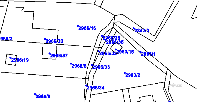 Parcela st. 2966/32 v KÚ Horní Suchá, Katastrální mapa