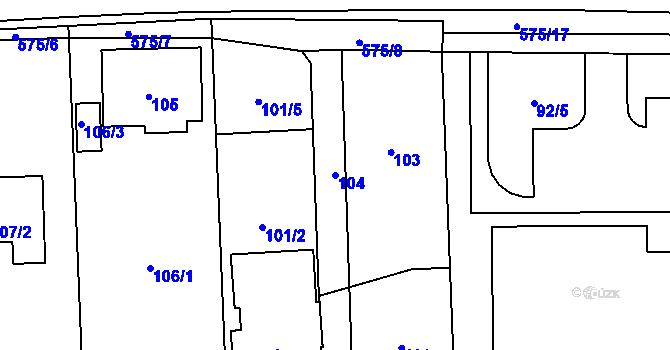 Parcela st. 104 v KÚ Horní Suchá, Katastrální mapa