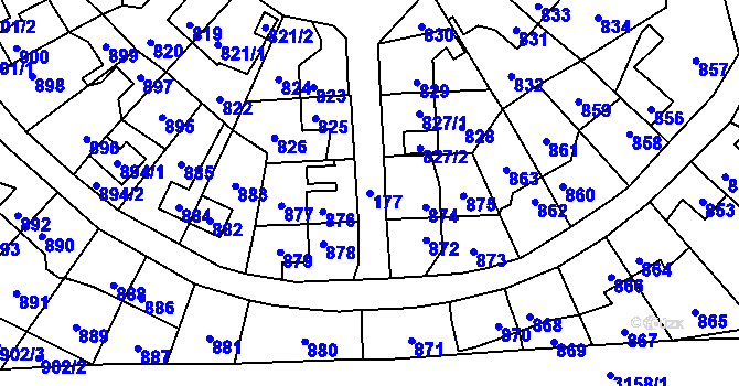 Parcela st. 177 v KÚ Horní Suchá, Katastrální mapa