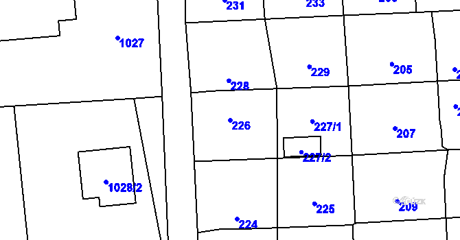Parcela st. 226 v KÚ Horní Suchá, Katastrální mapa