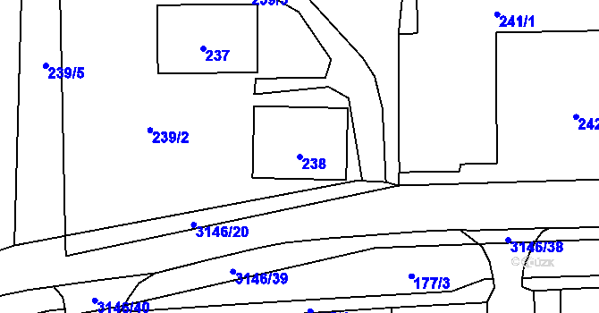 Parcela st. 238 v KÚ Horní Suchá, Katastrální mapa