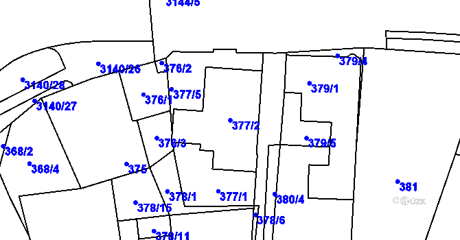 Parcela st. 377/2 v KÚ Horní Suchá, Katastrální mapa