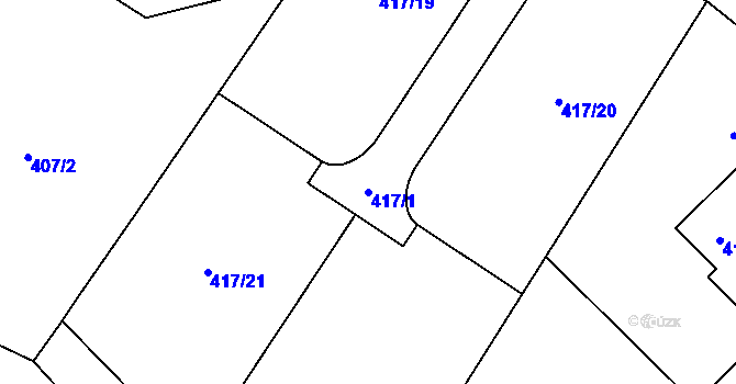 Parcela st. 417/1 v KÚ Horní Suchá, Katastrální mapa