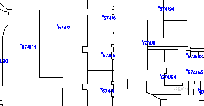 Parcela st. 574/5 v KÚ Horní Suchá, Katastrální mapa