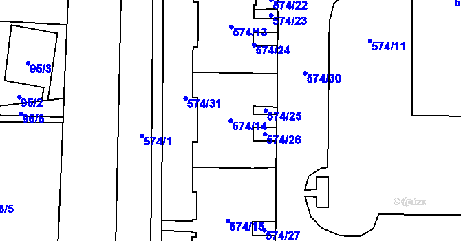 Parcela st. 574/14 v KÚ Horní Suchá, Katastrální mapa