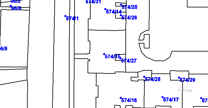 Parcela st. 574/15 v KÚ Horní Suchá, Katastrální mapa