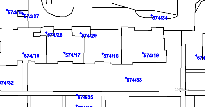 Parcela st. 574/18 v KÚ Horní Suchá, Katastrální mapa