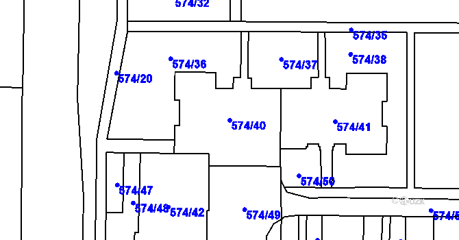 Parcela st. 574/40 v KÚ Horní Suchá, Katastrální mapa