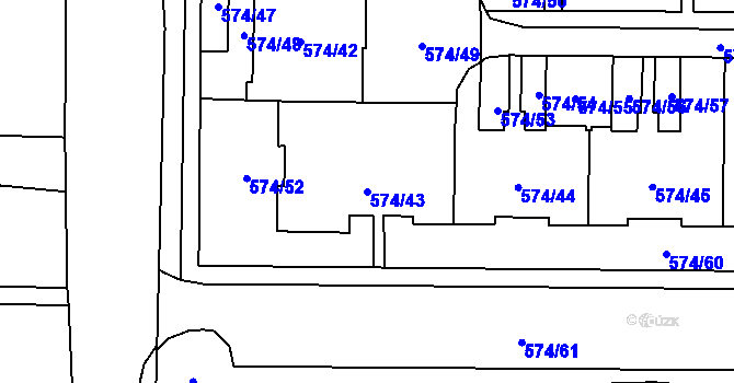 Parcela st. 574/43 v KÚ Horní Suchá, Katastrální mapa