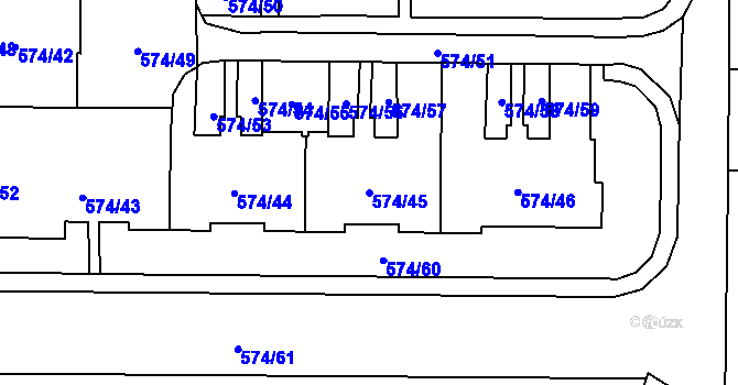 Parcela st. 574/45 v KÚ Horní Suchá, Katastrální mapa