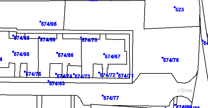 Parcela st. 574/67 v KÚ Horní Suchá, Katastrální mapa