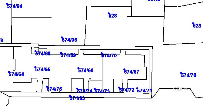 Parcela st. 574/70 v KÚ Horní Suchá, Katastrální mapa