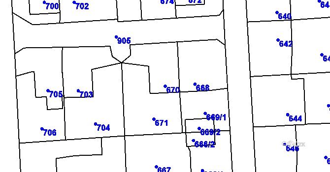 Parcela st. 670 v KÚ Horní Suchá, Katastrální mapa