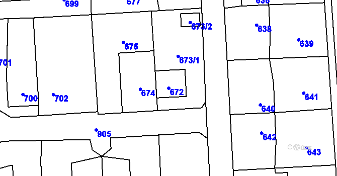 Parcela st. 672 v KÚ Horní Suchá, Katastrální mapa