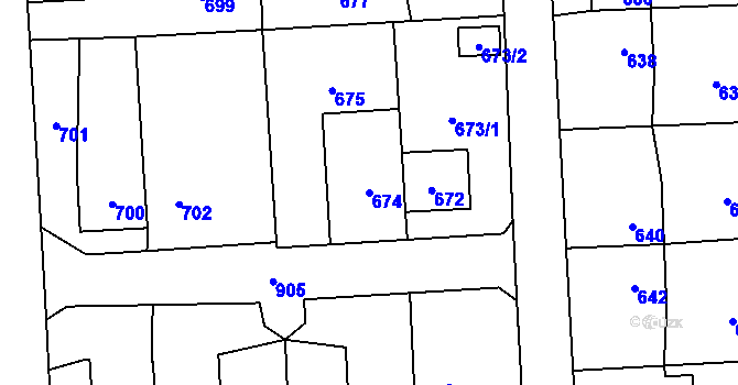 Parcela st. 674 v KÚ Horní Suchá, Katastrální mapa