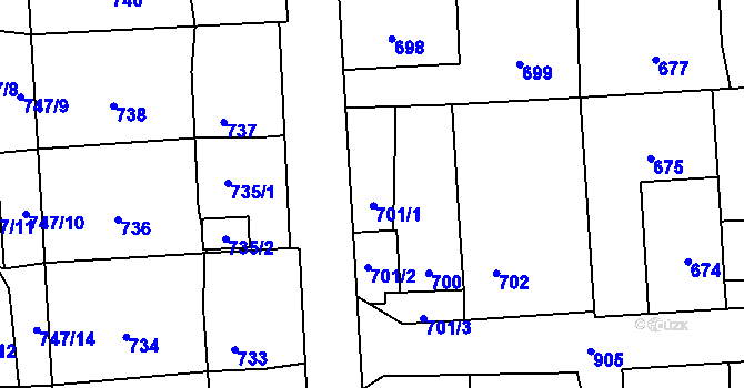 Parcela st. 701 v KÚ Horní Suchá, Katastrální mapa