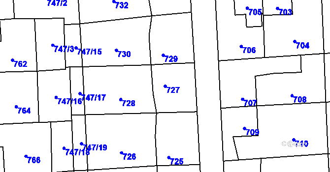 Parcela st. 727 v KÚ Horní Suchá, Katastrální mapa