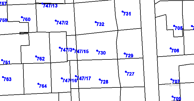 Parcela st. 730 v KÚ Horní Suchá, Katastrální mapa