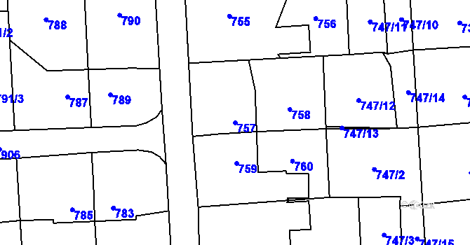 Parcela st. 757 v KÚ Horní Suchá, Katastrální mapa