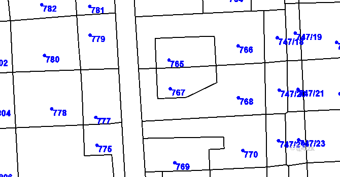 Parcela st. 767 v KÚ Horní Suchá, Katastrální mapa