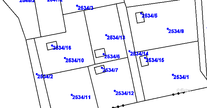 Parcela st. 2534/6 v KÚ Horní Suchá, Katastrální mapa
