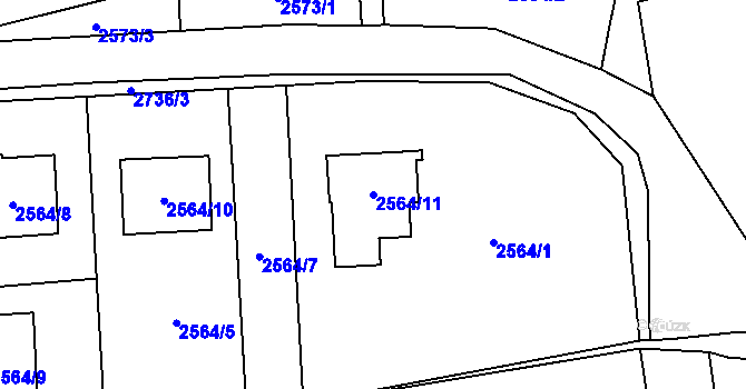 Parcela st. 2564/11 v KÚ Horní Suchá, Katastrální mapa