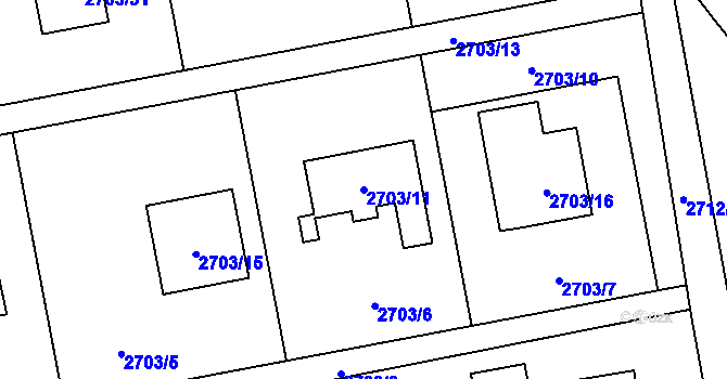 Parcela st. 2703/11 v KÚ Horní Suchá, Katastrální mapa
