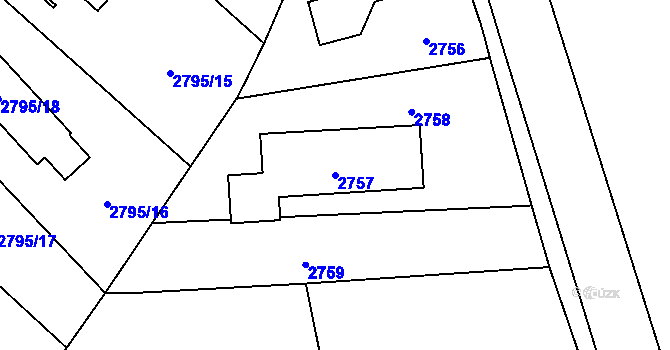 Parcela st. 2757 v KÚ Horní Suchá, Katastrální mapa