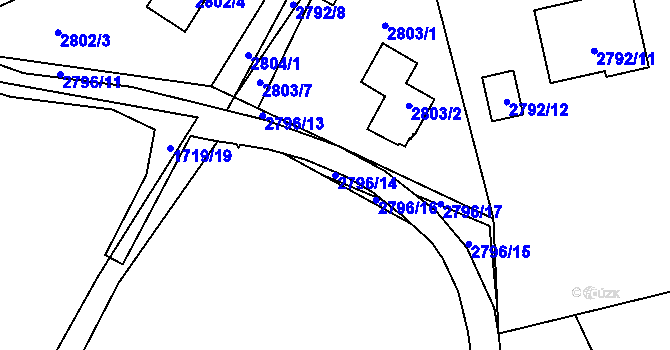 Parcela st. 2796/14 v KÚ Horní Suchá, Katastrální mapa