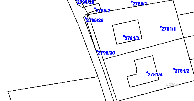 Parcela st. 2796/30 v KÚ Horní Suchá, Katastrální mapa
