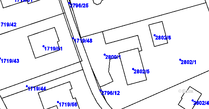 Parcela st. 2800/1 v KÚ Horní Suchá, Katastrální mapa