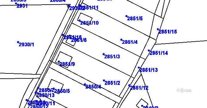 Parcela st. 2851/3 v KÚ Horní Suchá, Katastrální mapa