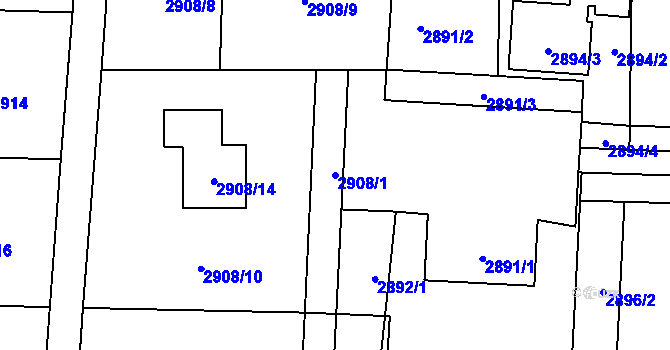 Parcela st. 2908/1 v KÚ Horní Suchá, Katastrální mapa